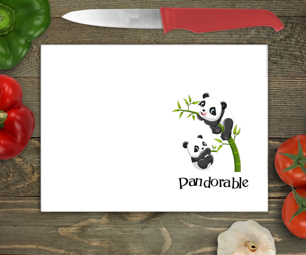 Panda Large Glass Chopping Board, Panda Cutting Board